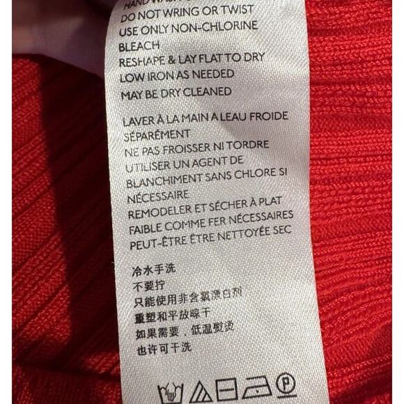 BDG Urban Outfitters Large Red Ribbed Kiara Mock Neck Long Sleeve Top Open Back - Picture 10 of 11